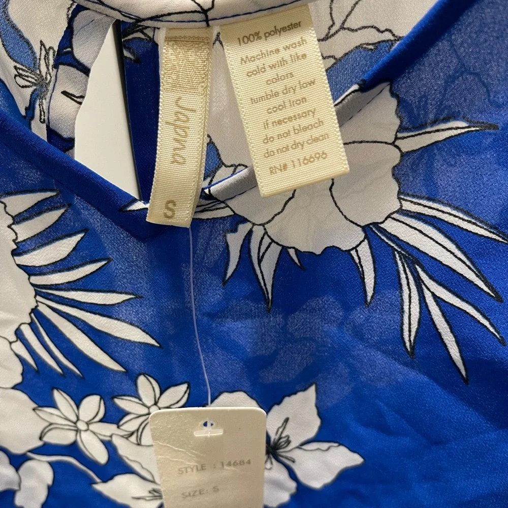 🛑 Japna Blue Floral Sheer Blouse - Picture 3 of 3